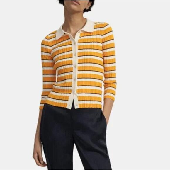 THEORY Women's Deep V-Neck Cardigan in Cotton Size S - Picture 1 of 7